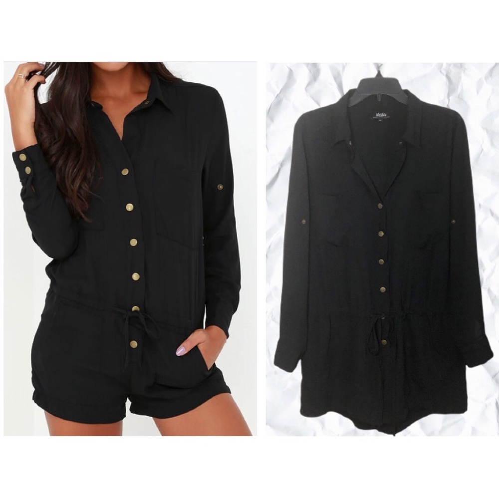 Lulus Black Romper Long Sleeve Romper XL
